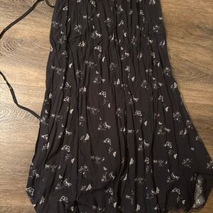 Daisy Black Maxi Skirt with White Floral Motif